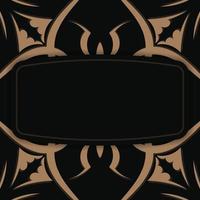 felicitatie- brochure in zwart met een mandala in bruin patroon voor uw merk. vector