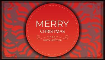 rood kleur vrolijk Kerstmis folder met wijnoogst bordeaux ornament vector