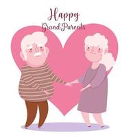 gelukkige grootouders dag, schattig bejaarde echtpaar vector