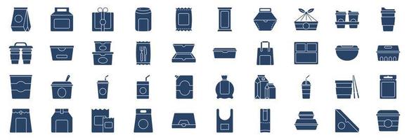 verzameling van pictogrammen verwant naar voedsel verpakking, inclusief pictogrammen Leuk vinden hamburger pakket, fles pakket, chips pakket en meer. vector illustraties, pixel perfect reeks