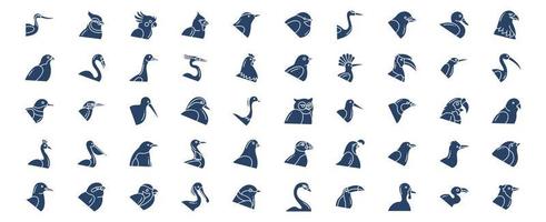 verzameling van pictogrammen verwant naar vogels, inclusief pictogrammen Leuk vinden kluut, eend, kardinaal en meer. vector illustraties, pixel perfect reeks