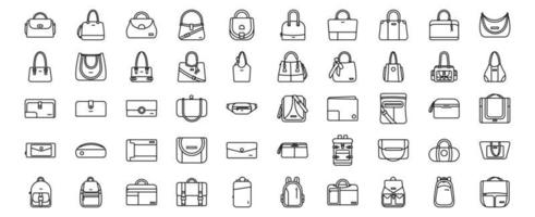 verzameling van pictogrammen verwant naar Tassen en tas, inclusief pictogrammen Leuk vinden tas, handtas en meer. vector illustraties, pixel perfect reeks
