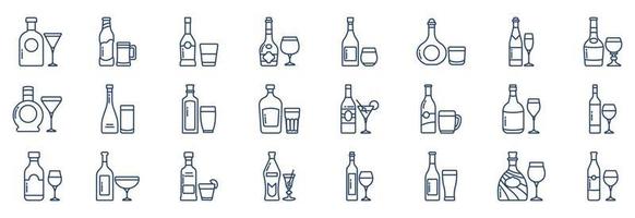 verzameling van pictogrammen verwant naar drankjes fles, inclusief pictogrammen Leuk vinden absint, bier, brandewijn en meer. vector illustraties, pixel perfect reeks