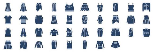 verzameling van pictogrammen verwant naar jurk, inclusief pictogrammen Leuk vinden rok, blouse top en meer. vector illustraties, pixel perfect reeks