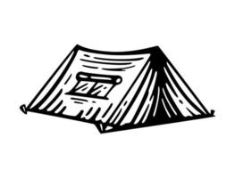 camping tent in stijl retro. avontuur illustratie vector