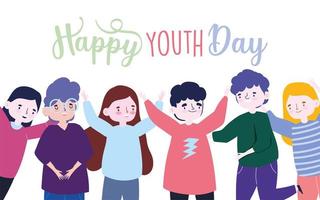 jeugddagviering poster met een groep mensen vector