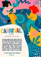 carnaval poster sjabloon met vrouwen vieren vector