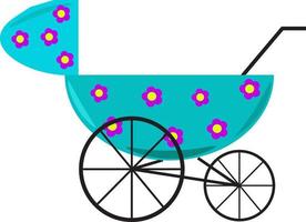 baby wandelwagen, illustratie, vector Aan wit achtergrond.