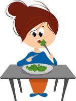 vegetarisch meisje , illustratie, vector Aan wit achtergrond