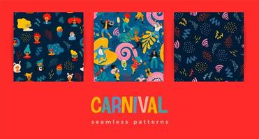 set van carnaval naadloze patronen vector