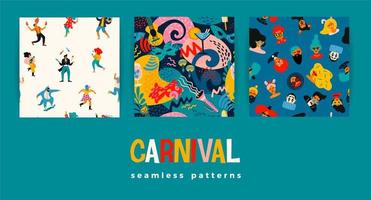 set van carnaval naadloze patronen vector