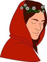 vrouw met rood kap, illustratie, vector Aan wit achtergrond.