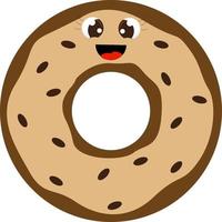 schattig donut met ogen, illustratie, vector Aan wit achtergrond.