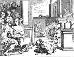 Odysseus in de paleis van Circe, wijnoogst illustratie. vector