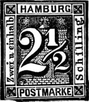 Hamburg 2 en een voor de helft schilling stempel, 1864, wijnoogst illustratie vector