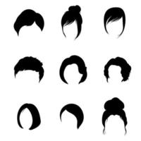 reeks van Dames haar- - kort kapsel - Dames kapsel - silhouet vector illustratie