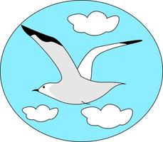 zeemeeuw vliegend in de lucht, illustratie, vector Aan wit achtergrond.