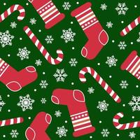 naadloos patroon met Kerstmis snoep riet karamel en sneeuwvlokken, eindeloos achtergrond, herhalen structuur vector