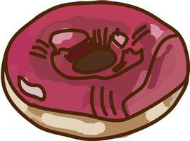 roze donut, illustratie, vector Aan wit achtergrond.
