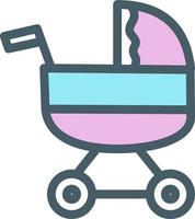 baby wandelwagen, illustratie, vector Aan een wit achtergrond.