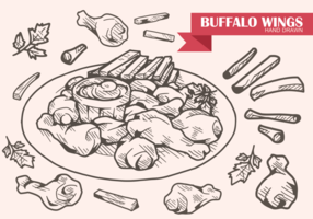 Hand Drawn Buffalo Wings vector