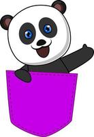 panda in Purper zak, illustratie, vector Aan wit achtergrond.