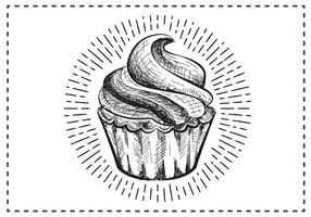 Gratis Hand Drawn Cupcake Achtergrond vector
