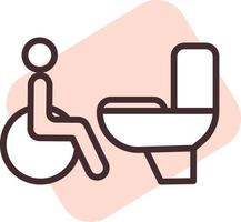 onbekwaamheid toilet, illustratie, vector Aan een wit achtergrond.