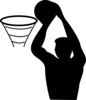 basketbal speler tekening, illustratie, vector Aan wit achtergrond.