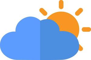 blauw wolk met zon, icoon illustratie, vector Aan wit achtergrond