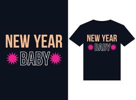 nieuw jaar baby illustraties voor drukklare t-shirts ontwerp vector