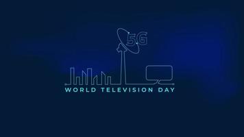 wereld televisie dag 21 november, lijn kunst ontwerp 4k uhd maat. donker blauw achtergrond vector