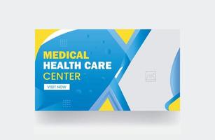 medisch gezondheidszorg banier Hoes video miniatuur en web banier voor ziekenhuis kliniek bedrijf sociaal media miniatuur vector