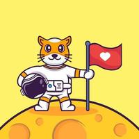 schattig kat met astronaut tekenfilm vector icoon illustratie