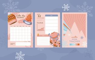 winter dagelijks ontwerper en doel logboek met humeur tracker vector