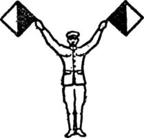 vlag signaal voor de brief jij, wijnoogst illustratie vector