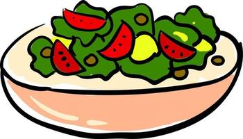zomer gezond salade, illustratie, vector Aan wit achtergrond.
