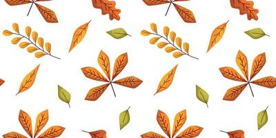 herfst patroon met lijsterbes en kastanje bladeren. vector illustratie in tekenfilm stijl