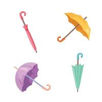 een reeks van paraplu's gemonteerd en ontvouwd. vector illustratie