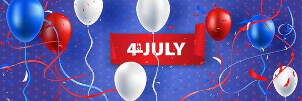 vierde van juli onafhankelijkheid dag van de Verenigde Staten van Amerika. ballon en lint vector illustratie.