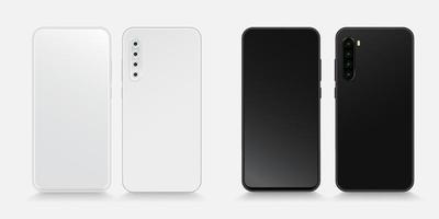 realistisch smartphone met blanco scherm. geïsoleerd cel telefoon model. wit en zwart. vector illustratie
