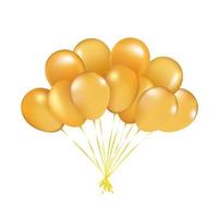 ballonnen partij decoratie geel goud gouden zonnig gelukkig verjaardag ballon groet kaart ontwerp element blanco. 3d geven geïsoleerd Aan wit achtergrond vector