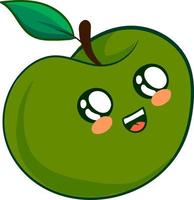 gelukkig groen appel, illustratie, vector Aan wit achtergrond
