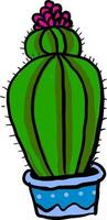 cactus met rood bloem in pot, illustratie, vector Aan wit achtergrond.