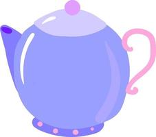 Purper theepot, illustratie, vector Aan wit achtergrond.