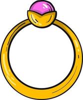 ring met een Purper steen, illustratie, vector Aan wit achtergrond.