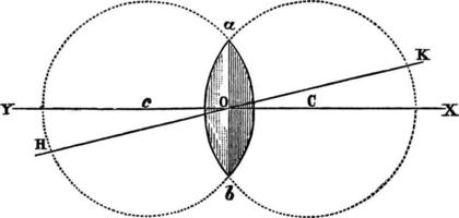 dubbele convex lens, wijnoogst illustratie. vector