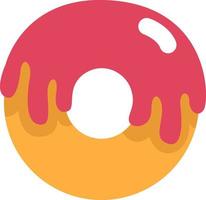 rood geglazuurd donut, illustratie, vector, Aan een wit achtergrond. vector