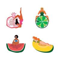 illustraties van meisjes met fruit vector