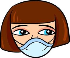 vrouw met medisch masker, illustratie, vector Aan wit achtergrond